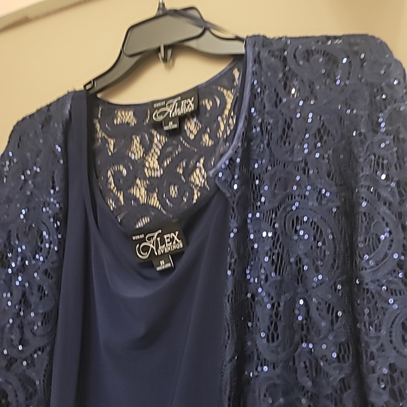 Alex Evenings Plus Size Long Sequin Lace Jacket & Tank Top Set - Picture 8 of 9